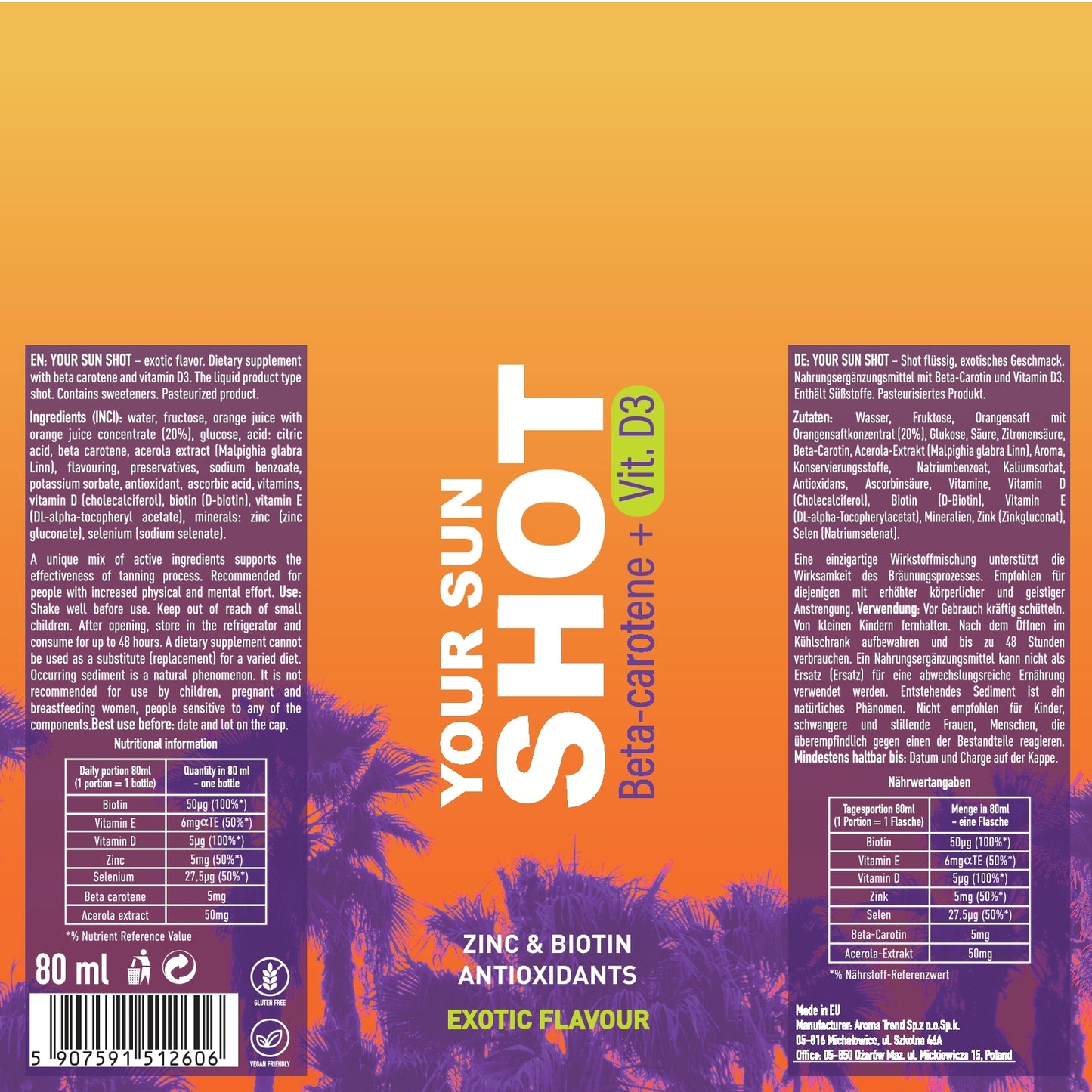 YOUR SUN SHOT Displaybox mit 12 Flaschen a 80 ml
